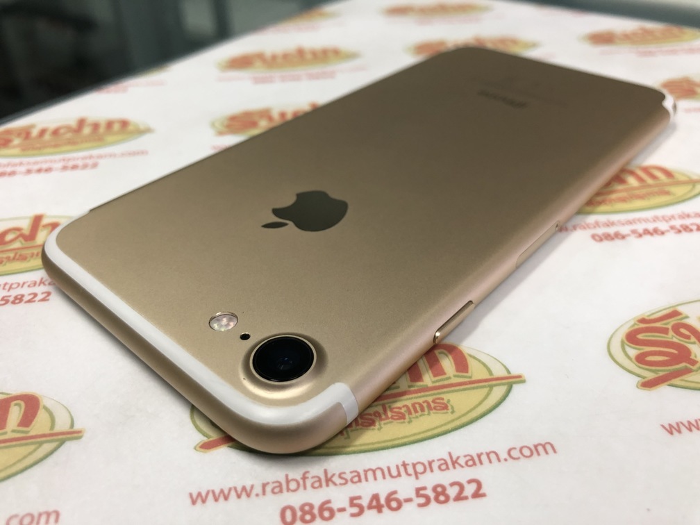 ขาย iPhone 7 หน่วยความจำตัวเครื่อง32GB (โมเดลนอก) ใส่ซิมได้ทุกระบบ สแกนลายนิ้วมือได้ สุขภาพแบต86% สภาพสวย92% สีทอง อุปกรณ์ไม่มี มีแต่ตัวเครื่อง