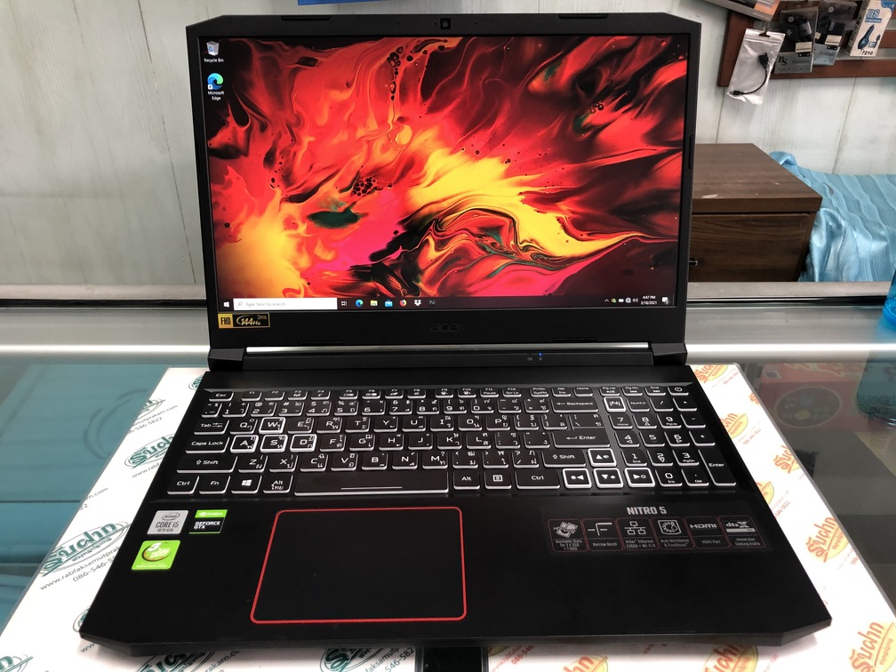 ขาย Acer Gaming NITRO 5 AN515 I5-10300H/NVIDIA GEFORCE GTX1660TI 6 GB/RAM16GB/SSD512GB 15.6 FHD Keyboardมีไฟ สีดำ สภาพ92% ประกันหมด 3 กรกฎาคม 2566