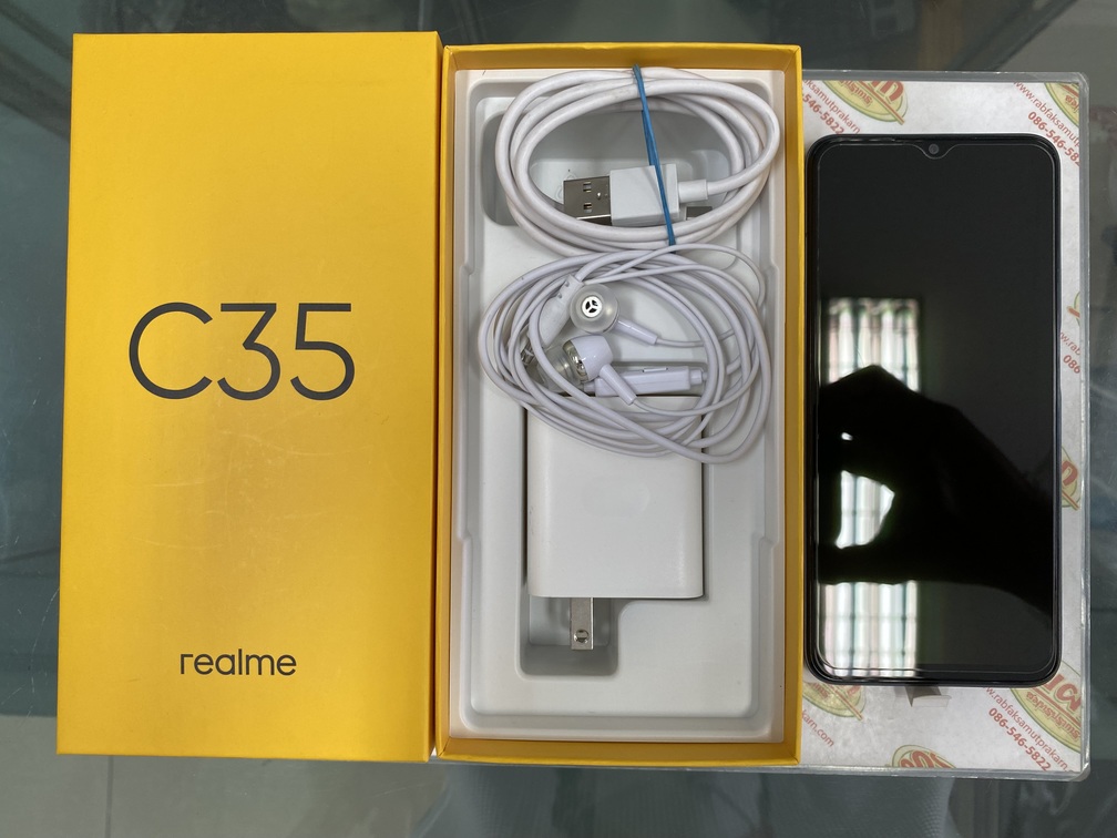 ขายถูก Realme C35 Ram4GB Rom128GB สภาพสวย97% สีดำ ศูนย์ไทย อุปกรณ์ครบกล่อง รีเซ็ตเครื่องให้ใหม่แล้ว ไม่ติดสัญญา ไม่ติดรายเดือน ประกันหมด 26 มกราคม 2566