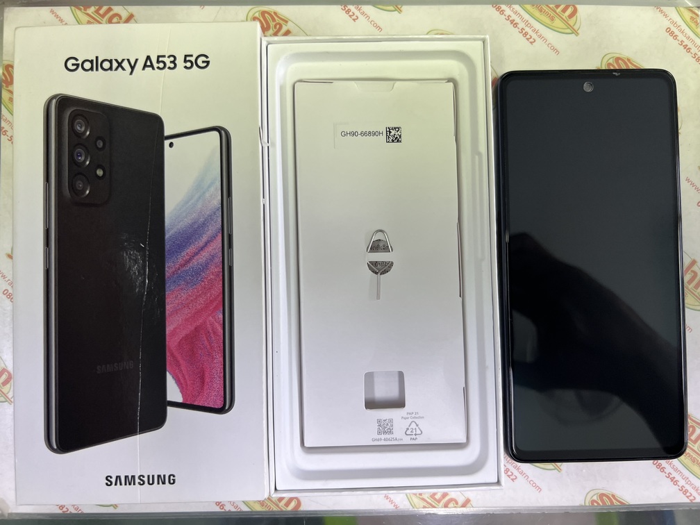 ขายถูก Samsung Galaxy A53 5G RAM8GB ROM128GB 6.5นิ้ว กล้องหลัง4ตัว สภาพ90% มีรอยขนแมวนิดหน่อยโดยรวมแล้วสวย สีดำ มีตัวเครื่อง+เข็ม+คู่มือ+กล่อง ประกันหมดแล้ว