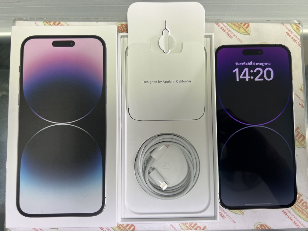 ขายถูก iPhone 14 Pro Max 256GB(ความจำเยอะ) จอใหญ่6.7นิ้ว สภาพสวย92% สุขภาพแบต96% สีDeep Purple ศูนย์ไทย อุปกรณ์ครบกล่อง ประกันหมดวันที่?2 พฤศจิกายน 2023