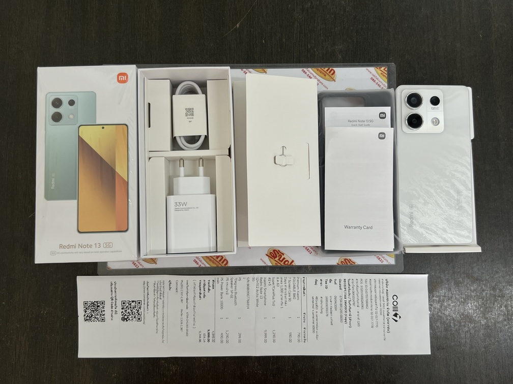 ขายถูก Xiaomi Redmi Note 13 5G Ram12GB Rom512GB(ตัวท็อป) จอ6.67นิ้ว การันตีความใหม่ สีขาว อุปกรณ์ครบกล่องพร้อมใบเสร็จ ไม่ติดสัญญารายเดือน หมด 9 เมษายน 2568