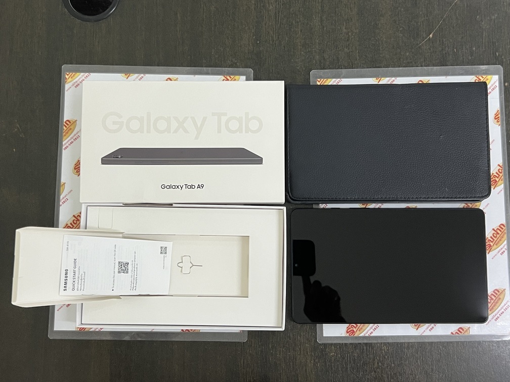 ขายถูก Samsung Tab A9 ใส่ซิมโทรได้ RAM4GB ROM64GB จอ8.7นิ้ว สีGray สภาพ90% มีตัวเครื่อง+เข็ม+คู่มือ+กล่องเปล่า แถมเคสให้1อัน ประกันหมดเดือน มกราคม 2568